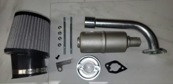 3204731566 Side Exit Screw on Muffler and Pipe Muffler Air Filter Kit (silver)
