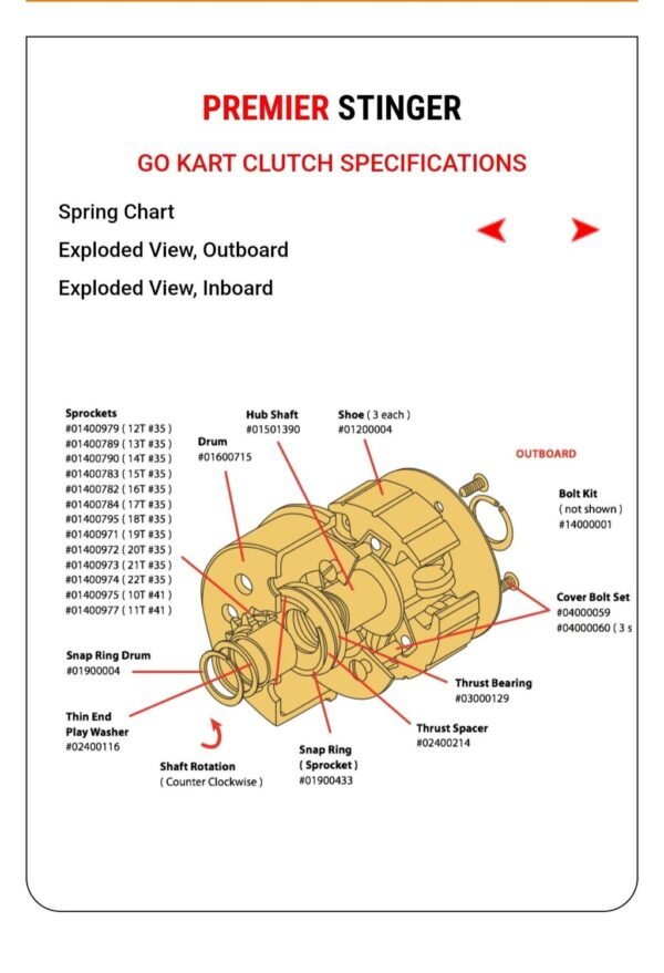 Premier stinger drum clutch (10 tooth) 40/41/420 chain